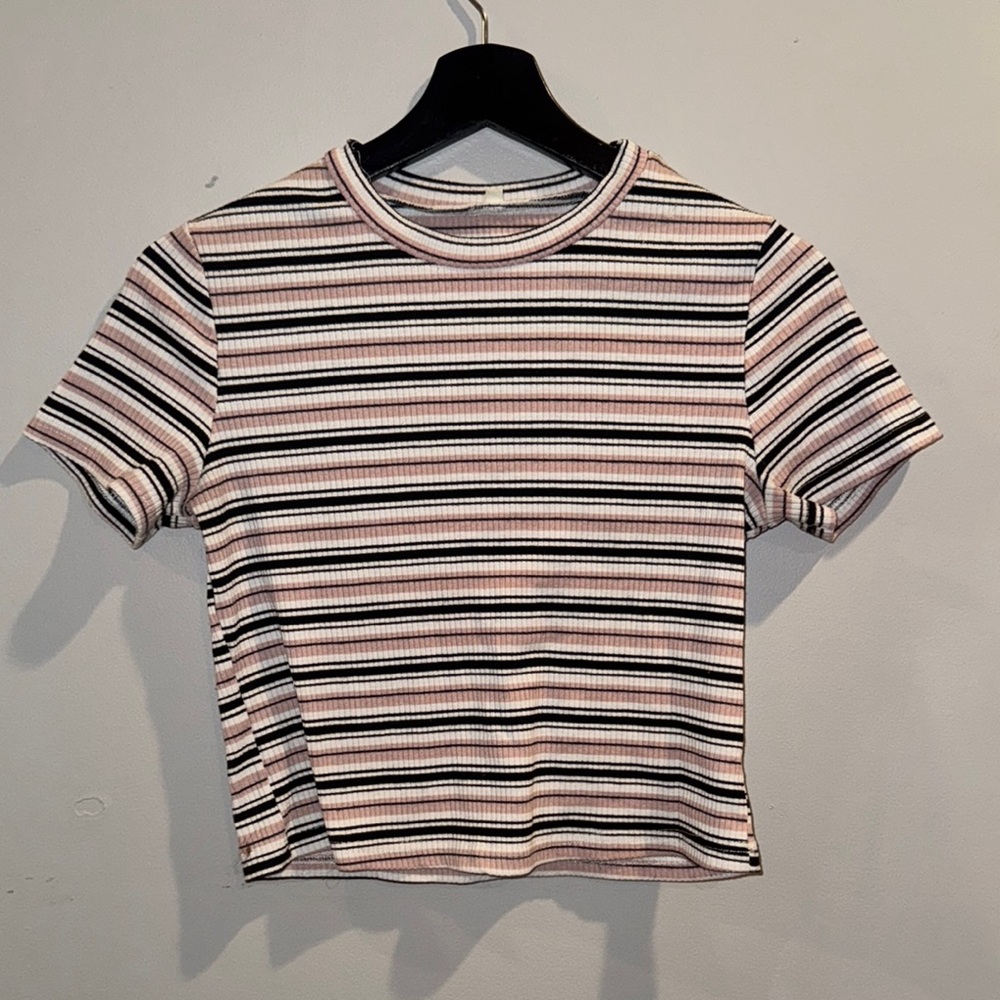 Striped Ribbed Women's Cropped Top Size Small